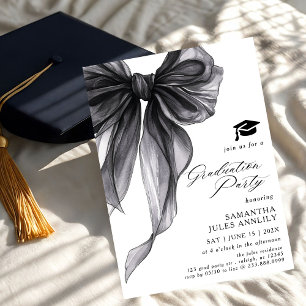 Invitation Fête moderne tendance Black Bow Graduation Party