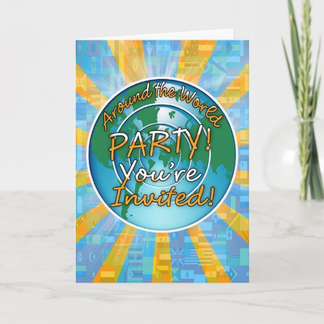 Invitation Fête mondiale avec Globe (Devant)