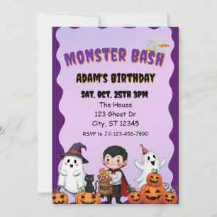 Invitation Fête monstrueuse, anniversaire Halloween