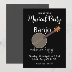 Invitation Fête musicale Banjo me rend heureux