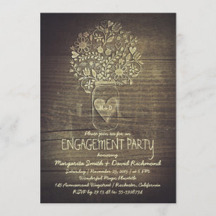 Invitation fête nationale d'engagement floral en pot de mason
