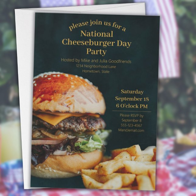 Invitation Fête nationale du Cheeseburger (National Cheeseburger Day Party Invitation)