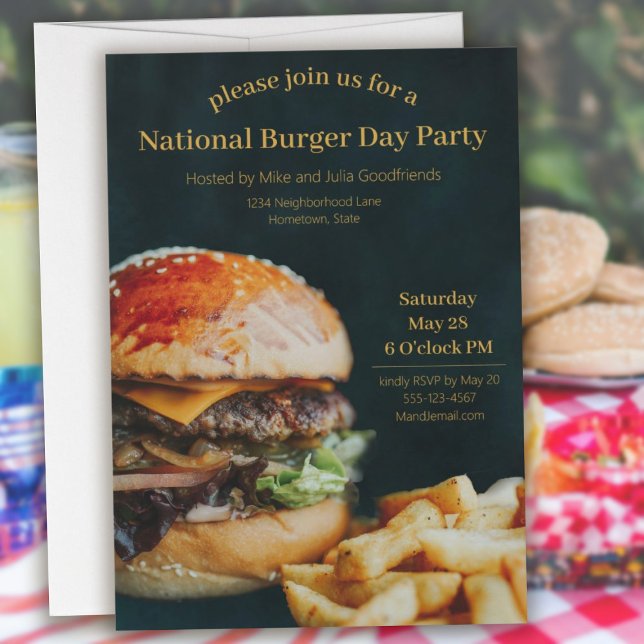 Invitation Fête nationale du hamburger (National Burger Day Party Invitation)
