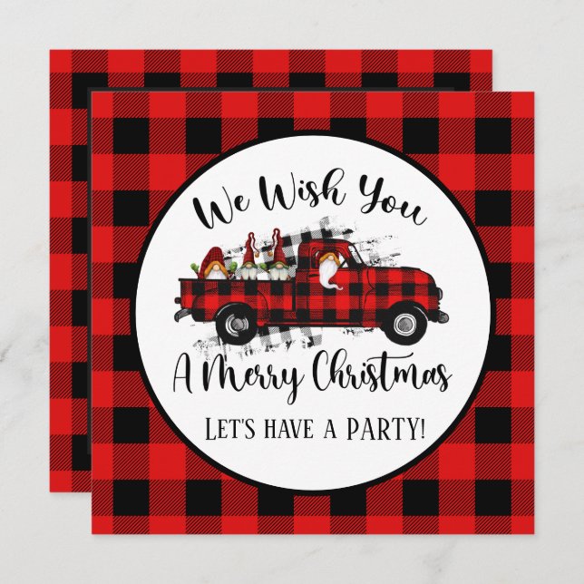 Invitation fête Noël gnome Fête (Devant / Derrière)