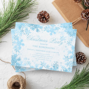 Invitation Fête Noël Turquoise Snowflakes