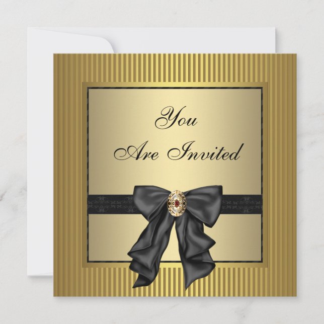 Invitation Fête Or Noir (Devant)