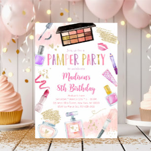 Invitation Fête Pamper Rose Tween Fille Anniversaire