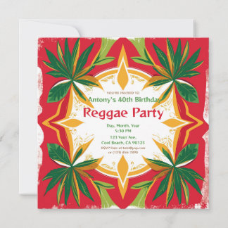 Invitation Fête personnalisable aux palmiers floraux reggae