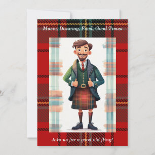 Invitation Fête personnalisée à carreaux tartan écossais