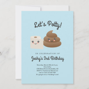 Invitation Fête personnalisée Kawaii Caca & PQ (Papier Toilet