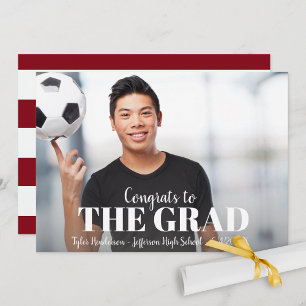 Invitation Fête photo moderne Gras Rouge Grille Graduation