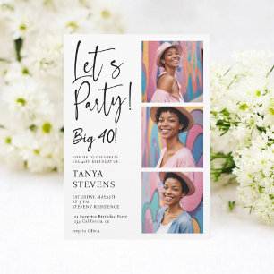 Invitation Fête photo noir surprise quarante anniversaire