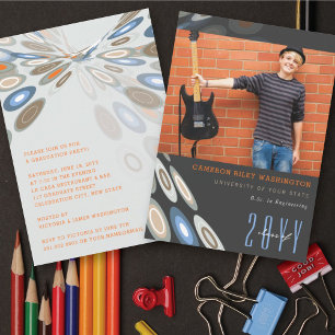 Invitation Fête photo stylish Digital Butterfly Graduation