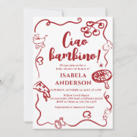 Invitation Fête Pizza, Ciao Bambino Baby Shower