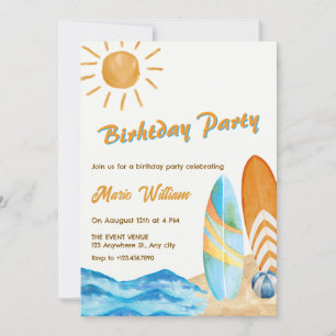 Invitation Fête plage de surf 