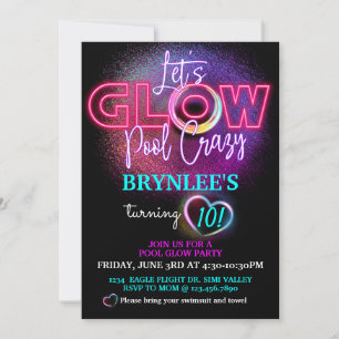 Invitation Fête, Pool Party, Neon Party