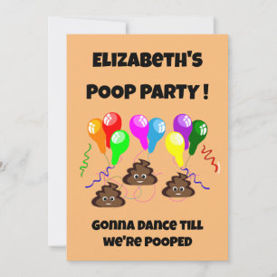Invitation Fête POOP drôle filles mignonnes garçons