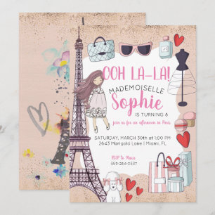 Invitation Fête pour préadolescents sur le thème de Paris