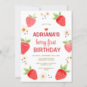 Invitation Fête premier anniversaire Fleur de Pâquerette Rose