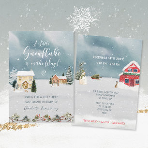 Invitation Fête Prénatale à l'Aquarelle sur le Paysage hivern