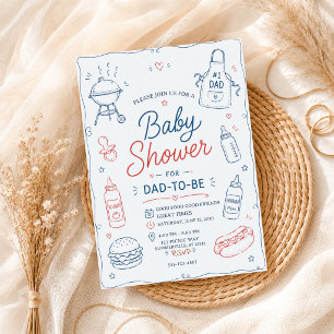 Invitation Fête Prénatale BBQ pour Futur Papa dans le Jardin