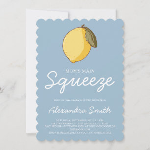 Invitation Fête Prénatale Bébé Citron Bleu Jaune Main Squeeze