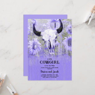 Invitation Fête Prénatale Bébé Cowgirl Violet Floral Western