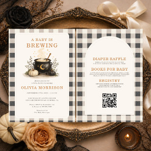 Invitation Fête Prénatale Bébé d'Halloween Tout en Un