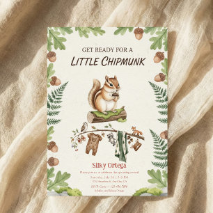 Invitation Fête prénatale bébé écureuil terrestre verdure
