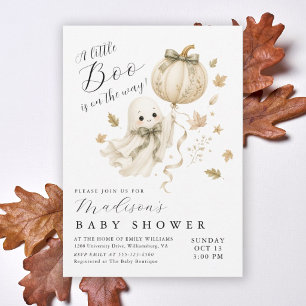 Invitation Fête Prénatale Bébé Fantôme Citrouille Little Boo