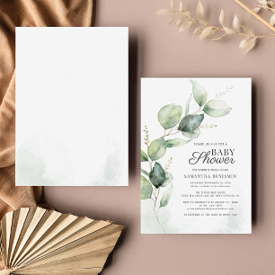 Invitation Fête Prénatale Bébé Fille au Feuillage de Eucalypt