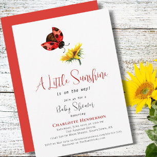 Invitation Fête Prénatale Bébé Fille Coccinelle Tournesol Pet