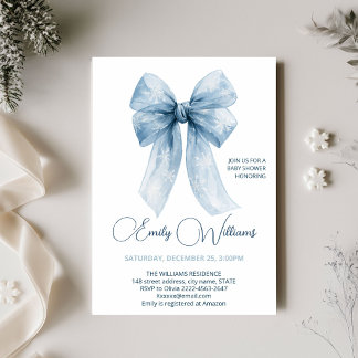 Invitation Fête Prénatale Bébé Garçon Hiver Flocon de Neige B