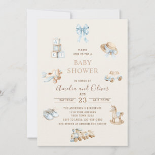 Invitation Fête prénatale bébé garçon Nursery Boho Aquarelle