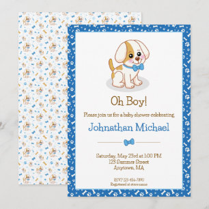 Invitation Fête Prénatale Bébé Garçon Personnalisée Chien Mig
