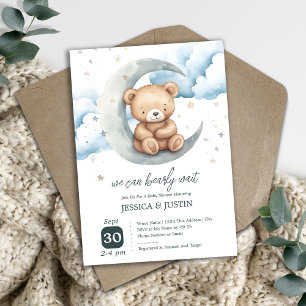 Invitation Fête Prénatale Bébé Ourson en Orbite