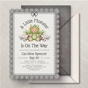 Invitation Fête Prénatale Bébé Petit Monstre d'Halloween