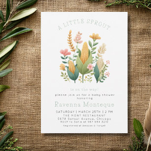 Invitation Fête Prénatale Bébé Pousse de Maïs de Ferme Propre