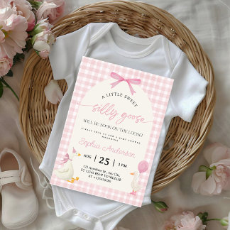 Invitation Fête Prénatale Bébé Vichy Rose Dinette de Fous