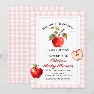 Invitation Fête prénatale Coquette Bébé Fille Ruban Rose Pomm