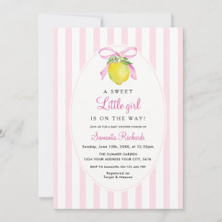 Invitation Fête prénatale Coquette Lemon Pink Bébé