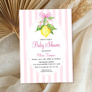 Invitation Fête prénatale Coquette Lemon Pink Bébé Fille