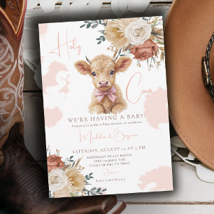 Invitation Fête Prénatale Cowboy de Campagne Occidental Roses