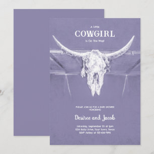 Invitation Fête Prénatale Cowgirl Violet Western Country