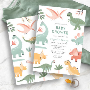 Invitation Fête Prénatale de Bébé Dinosaure