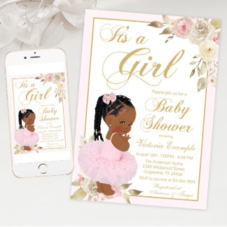 Invitation Fête Prénatale de la Princesse Africaine en Rose G