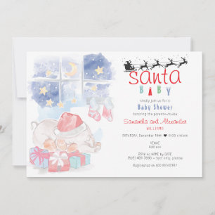 Invitation Fête prénatale de Noël : Aquarelle céleste du Père