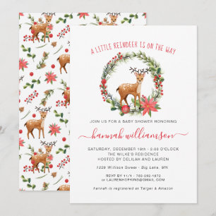 Invitation Fête Prénatale de Noël Bébé Renne   Genre Neutre