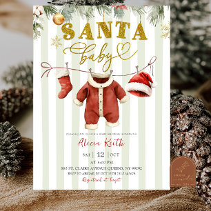 Invitation Fête Prénatale de Noël Hiver Linge du Père Noël