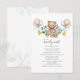 Invitation Fête Prénatale de Nounours à la Verdure d'Eucalypt